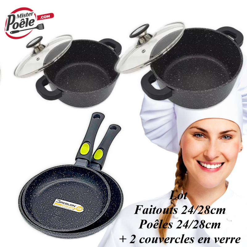 Lot: Faitouts 24/28cm - Poêles 24/28cm Espace cuisine Professionnel