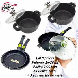 Lot: Faitouts 24/28cm - Poêles 24/28cm - Sauteuse 28cm ESP