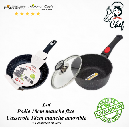 Lot Poêle 18cm Casserole 18cm Espace Pro